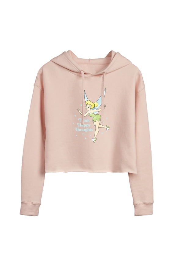 - Think Happy Thoughts - Juniors Cropped Pullover Hoodie
