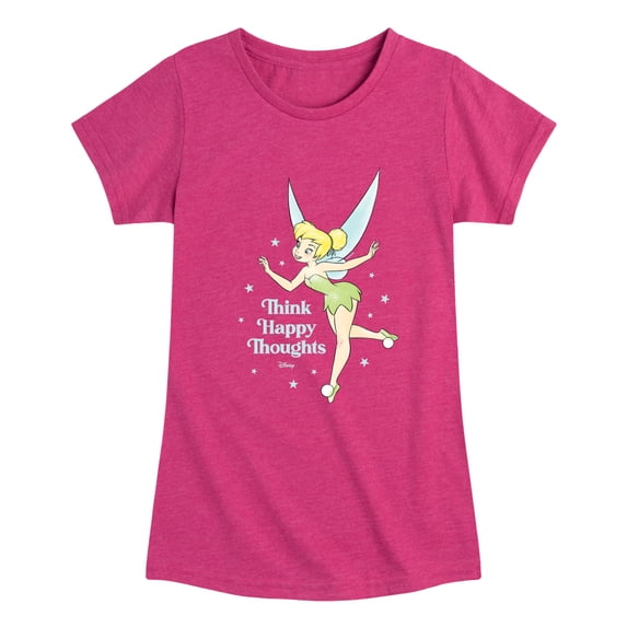 Tinker Bell - Think Happy Thoughts Girls' Fitted Short Sleeve Graphic T-Shirt
