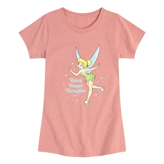 Tinker Bell - Think Happy Thoughts Girls' Fitted Short Sleeve Graphic T-Shirt
