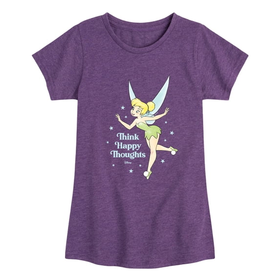 Tinker Bell - Think Happy Thoughts Girls' Fitted Short Sleeve Graphic T-Shirt