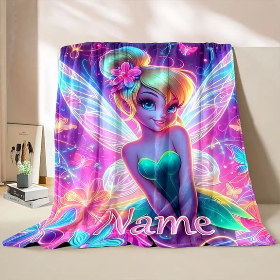 Tinker Bell Throw Blanket, Flannel Cute Tinker Bell House Themed Stuffed Soft Nap Throw Blanket for Home Decor Gifts