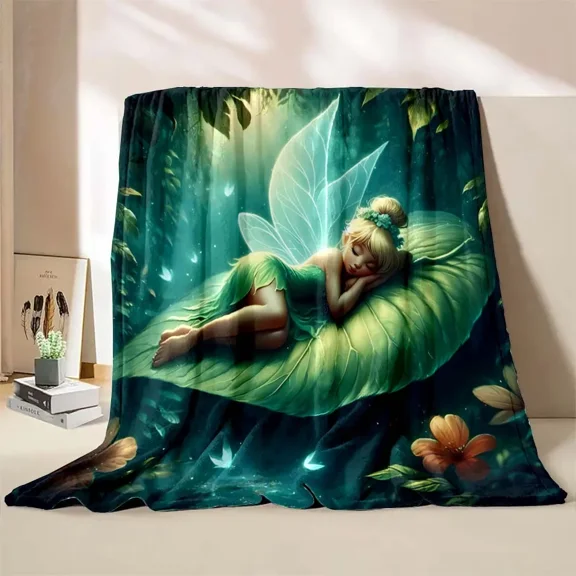 Tinker Bell Throw Blanket, Flannel Cute Tinker Bell Themed Stuffed Soft Nap Throw Blanket for Home Decor Gifts