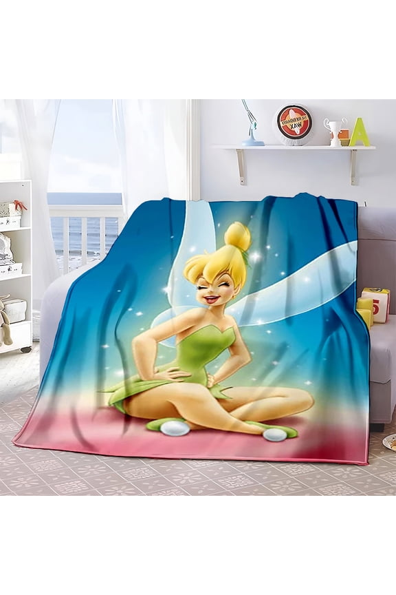 Throw Blanket, Flannel Cute Tinker Bell Themed Stuffed Soft Nap Throw Blanket for Home Decor Gifts