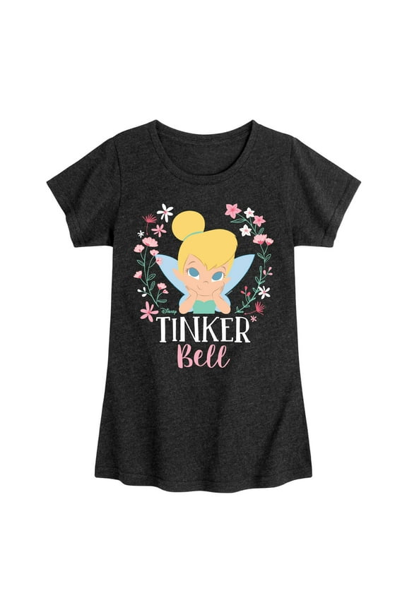 - Tinker Bell Floral - Toddler And Youth Girls Short Sleeve Graphic T-Shirt