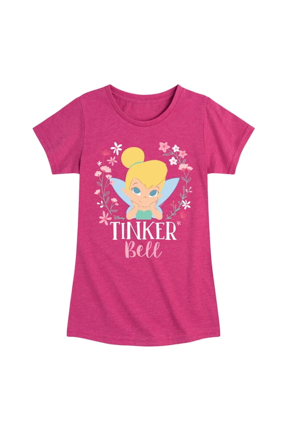 - Tinker Bell Floral - Toddler And Youth Girls Short Sleeve Graphic T-Shirt