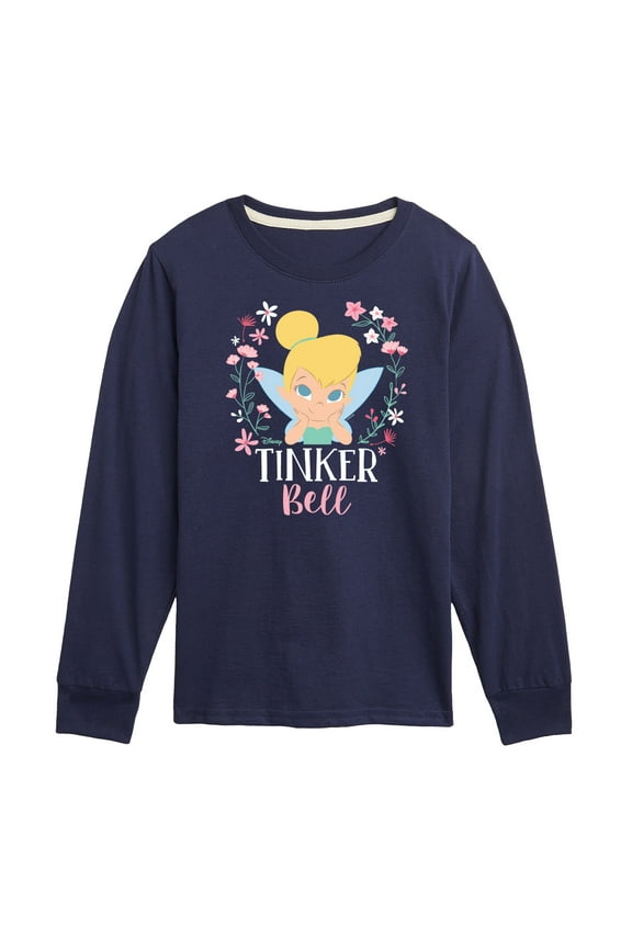 - Tinker Bell Floral - Toddler And Youth Long Sleeve Graphic T-Shirt