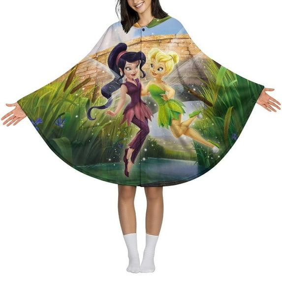 Tinker Bell Wearable Blanket Flannel Poncho Office Work Warm Cozy Shawl Blanket, Plush Cape Wrap for Women and Men