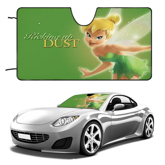 Tinker Bell Windshield Sun Shade, Front Foldable Windshield Sunshade, Car Sun Shade Windshield Blocks UV Rays, Keep Car Interior Cool 55"x30"