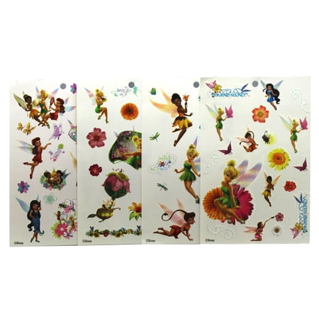 Tinker Bell and Fairies Assorted Characters and Flowers Temporary Tattoos