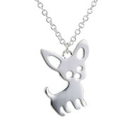 Tinker Chihuahua Puppy Dog Pendant Chain Necklace Girls Ginger Lyne Collection - Silver