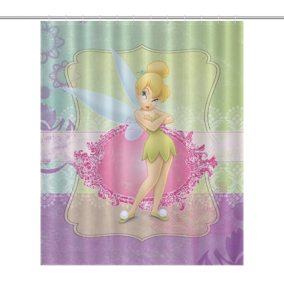 Tinker bell Shower Curtain Polyester Fabric Bathroom Shower Curtain Size 60x72 inch for Bathroom Decor