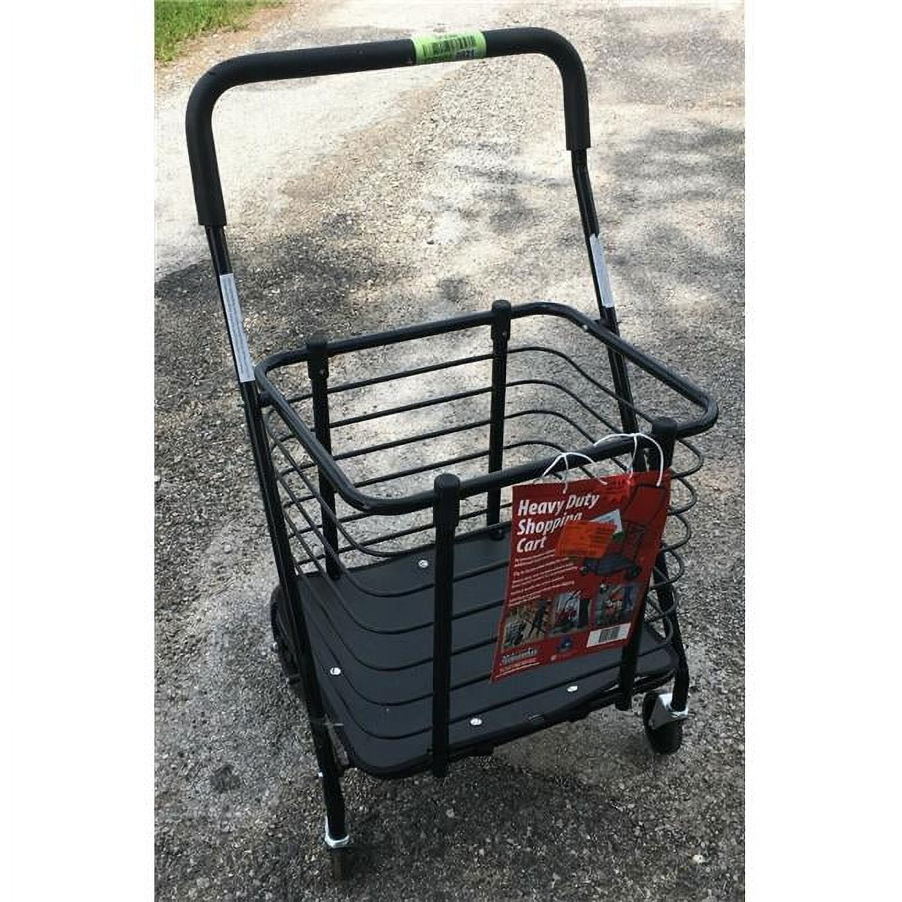 TinkerTools Adjustable Shopping Cart with Wheels, Black