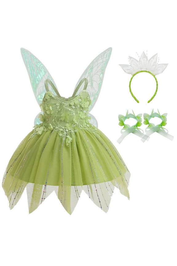 Tinkerbell Costume for Girls Fairy Cosplay Dress Up for 18M-6Y