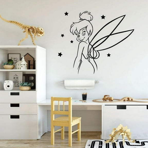 Tinkerbell Disney Fairy Tinkerbell Little Fairy Pixie Dust Tinkerbell Disney Movie Character Tinkerbell Vinyl Wall Art Sticker DecorationFor Home Kids Baby Girls Childrens Room Size (40x40 inch)