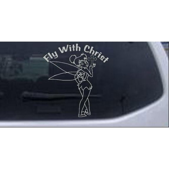 Tinkerbell Fly With Christ Car or Truck Window Decal Sticker