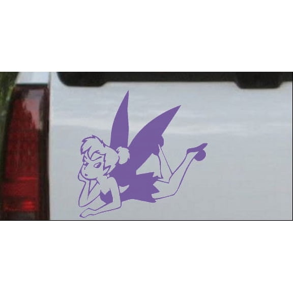 Tinkerbell Laying Car or Truck Window Laptop Decal Sticker Purple 4in X 4in