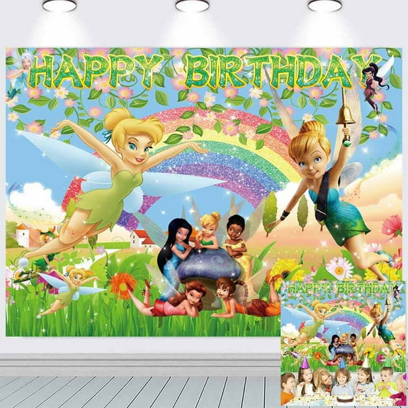 Tinkerbell Princess Backdrop Banner Party Supplies Post Birthday Decorations Background for Photography Taspestry
