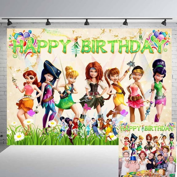 Tinkerbell Princess Party Supplies Background Backdrop Taspestry Banner Post Decor Decorations
