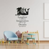 Tinkerbell Silhouette Wings - Imagination Has No Age Dreams Are Forever Tinkerbell Quote Vinyl Wall Art Wall Decal Wall Sticker Home Decoration Design Kids Girls Room Wall Décor Size (10x10 inch)