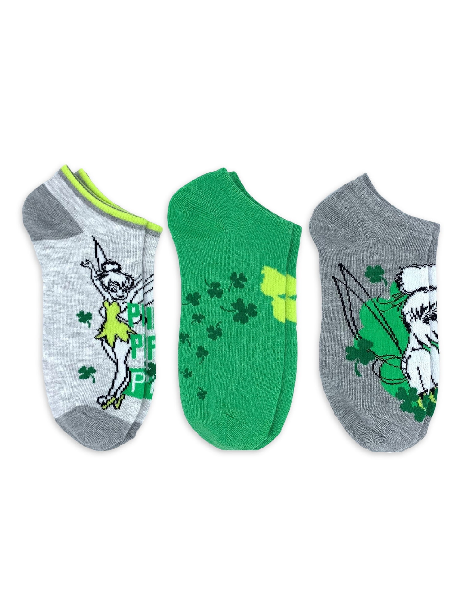 Tinkerbell St. Patrick's Day Women's No Show Socks, 3-Pack