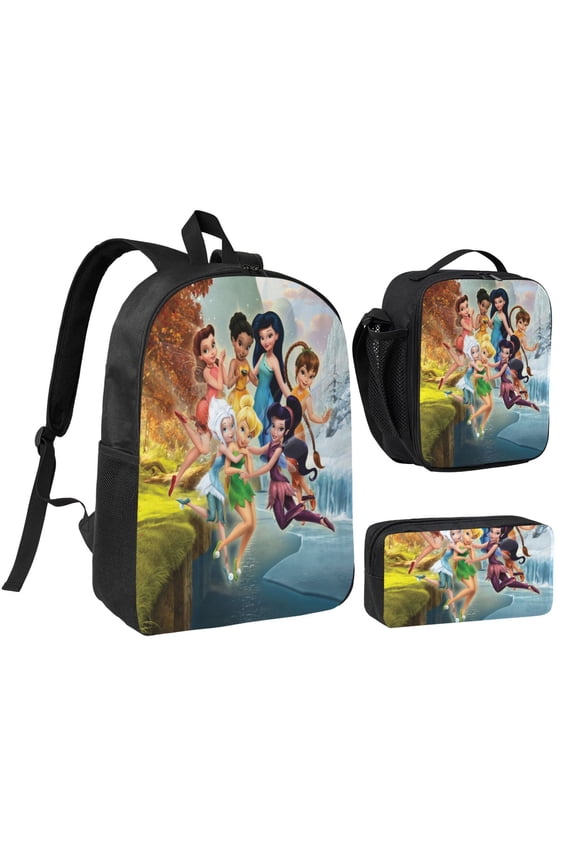 Tinkerbell Three piece backpack set young backpack combination backpack lunch bag pencil case