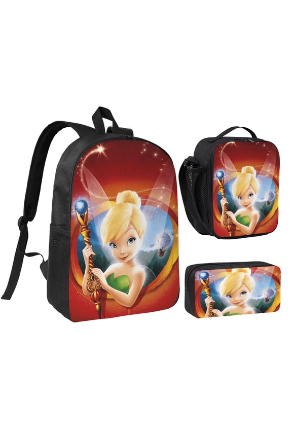 Tinkerbell Three piece backpack set young backpack combination backpack lunch bag pencil case
