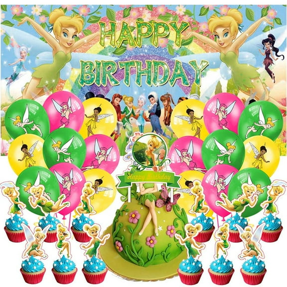 Tinkerbell Party Supplies Latex Balloons Decor Banner Backdrop Kit Birthday Decorations