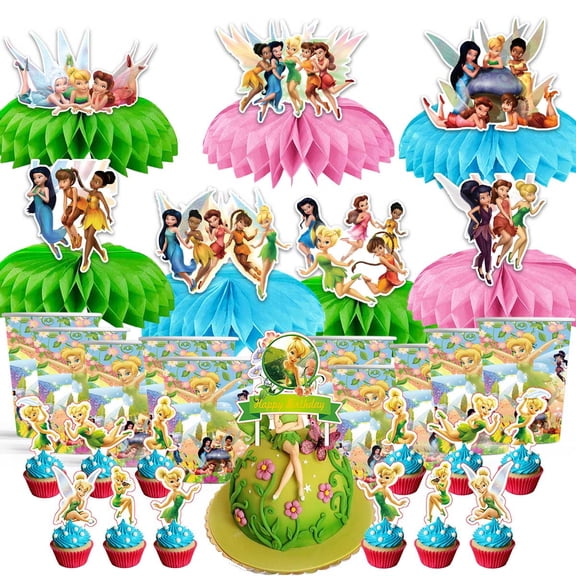 Tinkerbell Tinker Bell Party Supplies Decor Cups Fans Decorations Honeycomb Centerpieces Cake Toppers