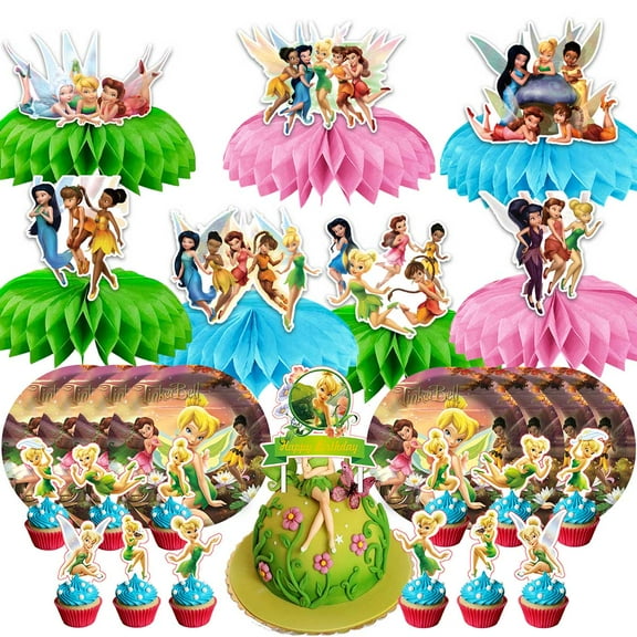 Tinkerbell Tinker Bell Party Supplies Decor Plates Fans Decorations Honeycomb Centerpieces Cake Toppers
