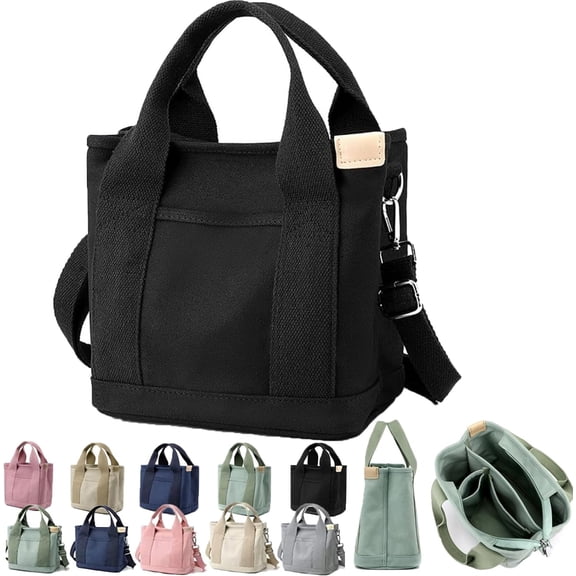 Tinkertechus Bag, Tinkertechus Large Capacity Multi-Pocket Handbag, Dual Use Shoulder Bags With Zipper & Compartments-Black Long Strap