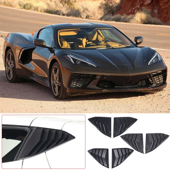 Tinki Rear Side Window Louver Cover Compatible with Corvette C8 Stingray 2020-2023, Side Window Louvers Air Vent Shades Cover Trim, Rear Quarter Window Cover Trim Pair