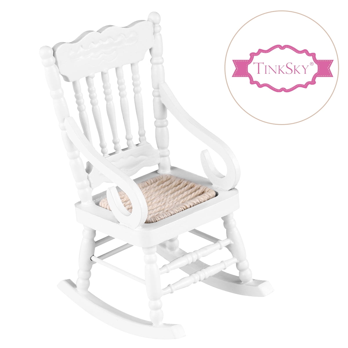 Tinksky 1/12 Miniature Wooden Rocking Chair Model Miniature Furniture ...