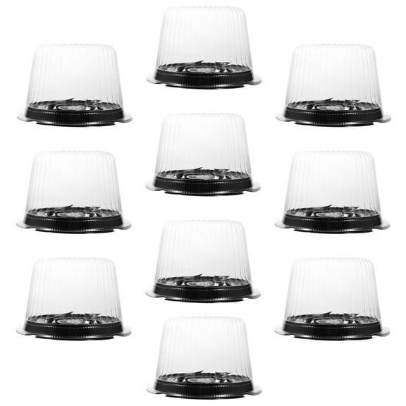 Tinksky 10Pcs Clear Plastic Food Container Cake Containers Carriers Packaging Box with Lids 4inch
