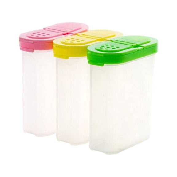 Tinksky 3pcs 250ml Kithcne Creative Transparent Seasoning Cans Kitchen Cylindra Spice Rack 2 Lid Condiment Bottles Pepper Shakers Box