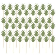 Tinksky 48pcs Green Pineapple Leaf Cake Toppers Paper Cake Picks Cupcake Insert Decor Party Supplies for Birthday Festival