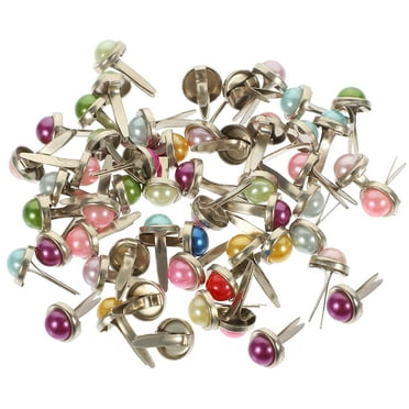 50pcs Mini Brads Assorted Colors for DIY Crafts Scrapbooking Made of Durable Iron Material 6x13mm