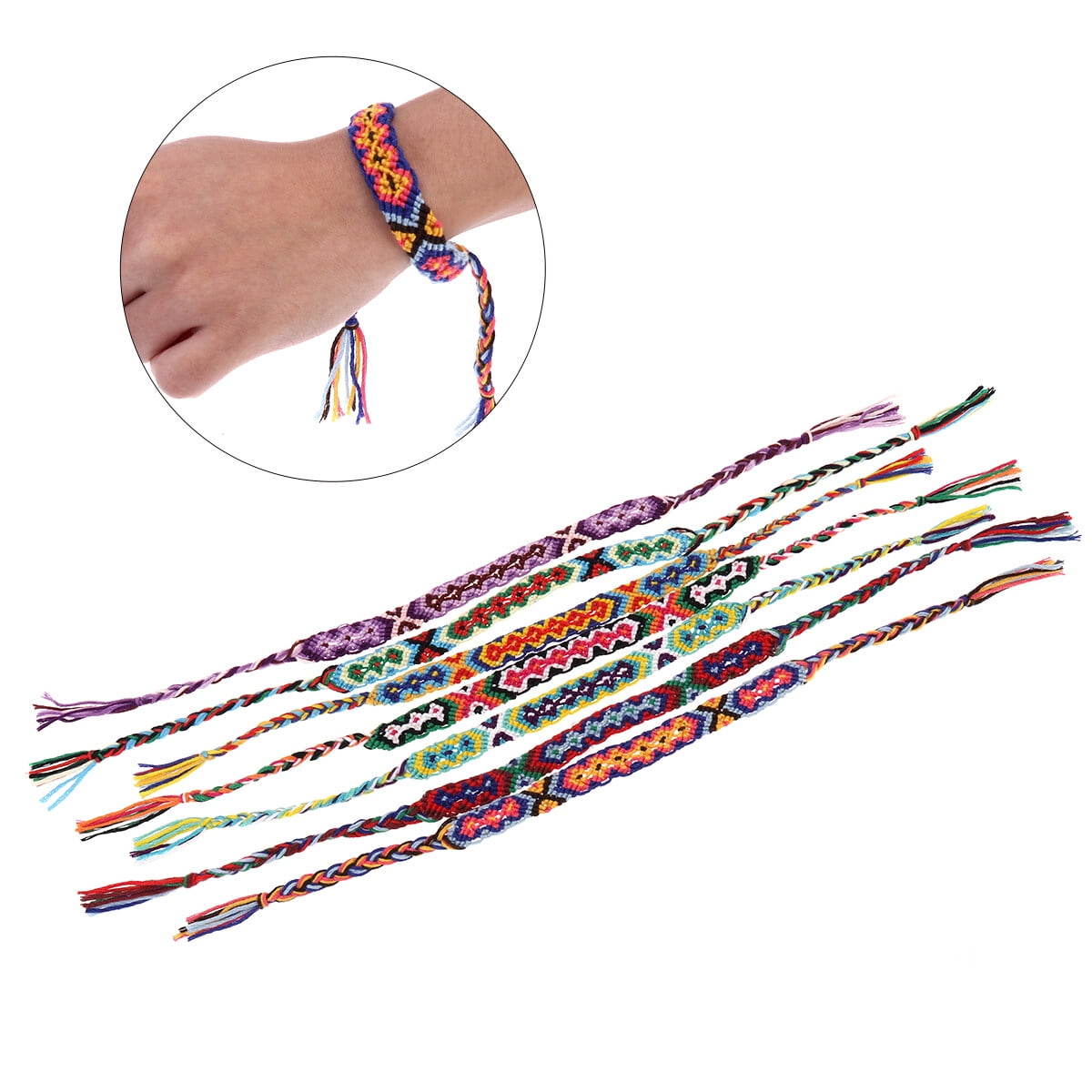 Buy ELECTROPRIME 9 x Hippie Style Braided Thread Friendship Bracelets Wrist  Ankle Bracelet- D4G8 at Amazon.in