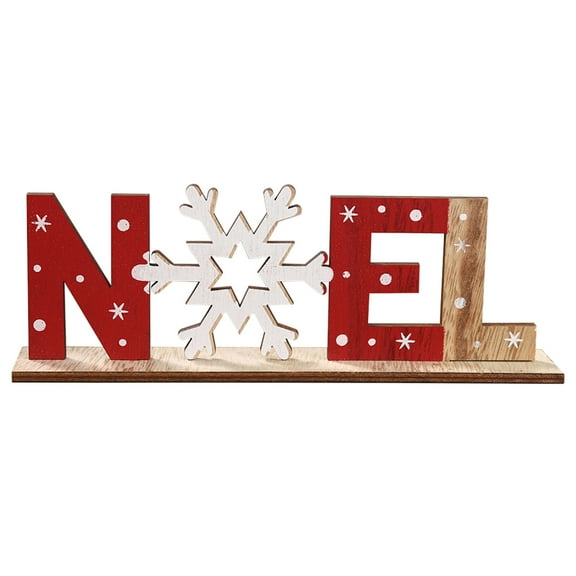 Tinksky Christmas Noel Wood Sign Christmas Holiday Snowflake Wood Plaque Sign Decorative Table Sign Plaque Xmas Party Decoration