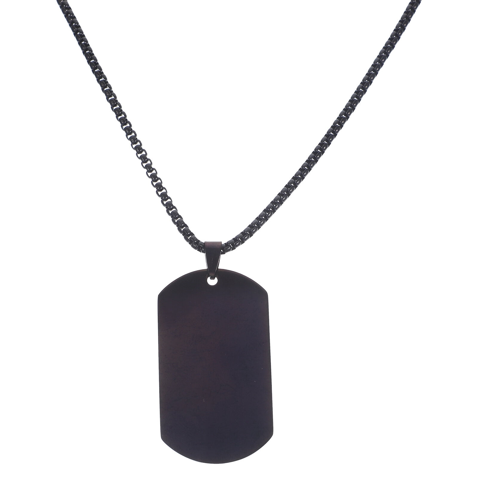 Black Dog Tag Pendant Necklace