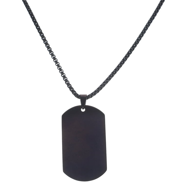 Tinksky Dog Tag Real Mens Titanium Steel Pendant Chain Necklace (Black), Adult Unisex, Size: 23.62 x 0.79 x 0.12, Grey Type