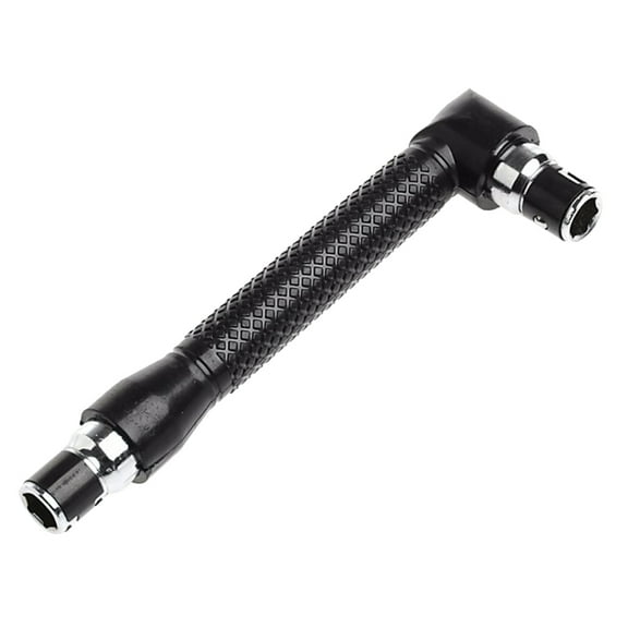 Tinksky Double-headed L-shaped Socket Wrench Extension Handle Screwdriver 1/4'' 90 Degree Right Angle Screwdriver Adapter (Black)