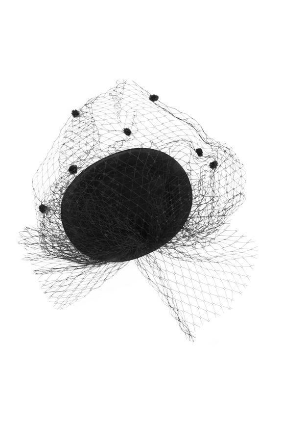 Hat Black Woolen Mesh Veil 1Pcs 10.6X7.5X5.9In