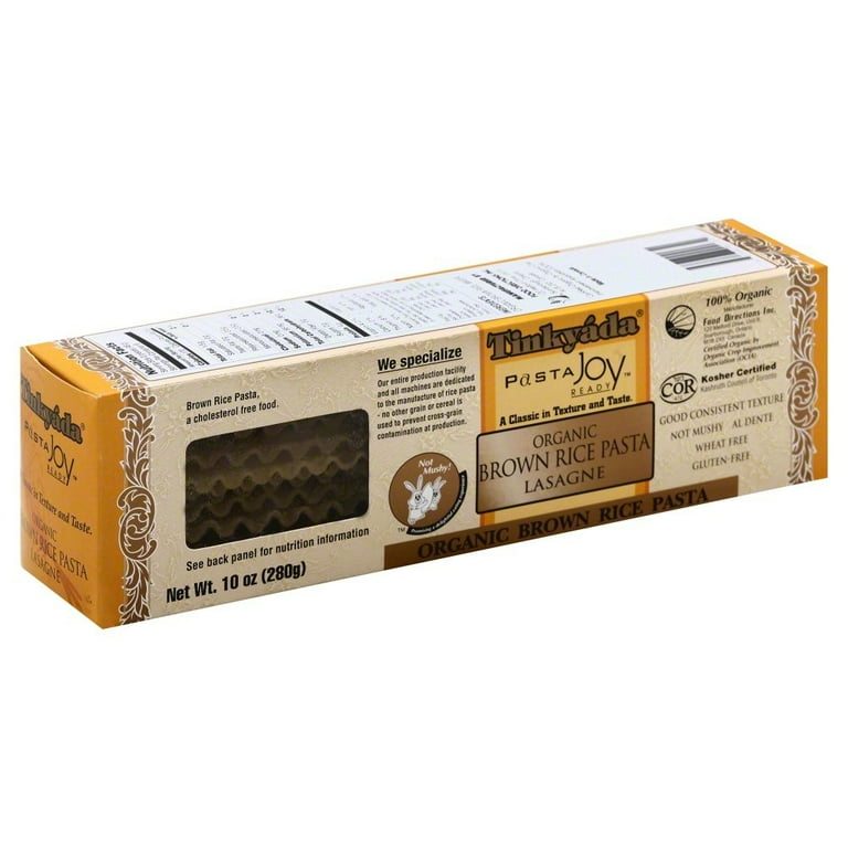 Tinkyada Organic Lasagna Brown Rice Pasta, 10 OZ - Walmart.com