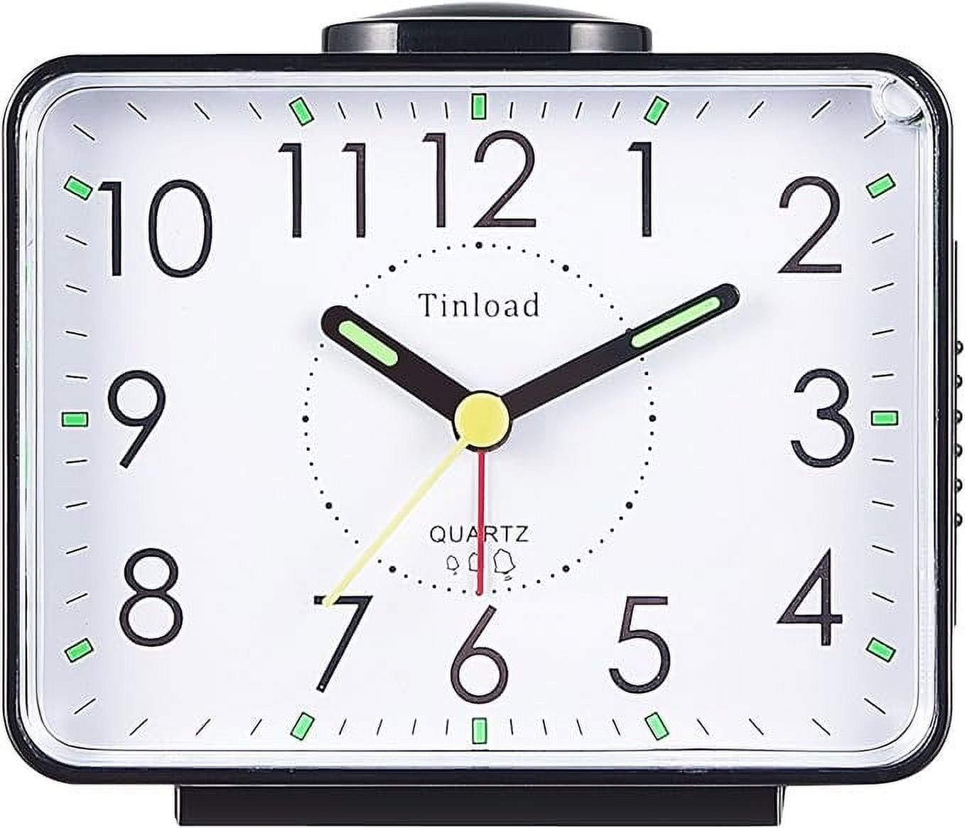 Tinload 4" Loud Crescendo Bell Alarm Clock Silent No Ticking,Snooze