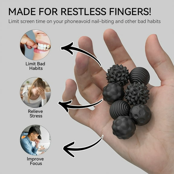 Tinn Toys ‌8PCS Magnetic Fidget Balls – Silicone Sensory Stress Relief Toys for Adults with ADHD & Anxiety, Quiet Desk Fidget Magnets for Office, Autism Calming Toys (Textured Rolling Balls)