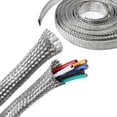 thumbnail image 1 of Tinned Copper Braid Metal Cable Shielding Sleeve Ground Straps EMI RFI ESD EMF Interference Wire Sheathing Flat Mesh, 1 of 9