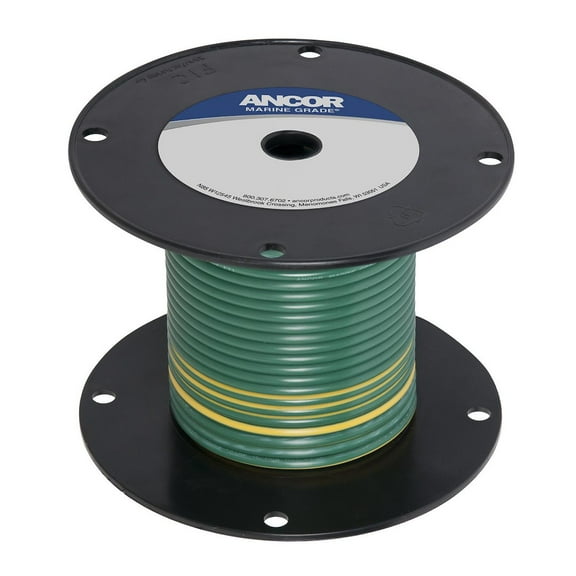Ancor Green w/Yellow Stripe 10 AWG Tinned Copper Wire - 100' [109310]