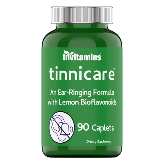 Tinnicare: A Comprehensive Ear-Ringing Relief Formula with Lemon Bioflavonoids, Vitamin C, & Vitamins B1, B2, B6, & B12 | 90 Caplets | TNVitamins