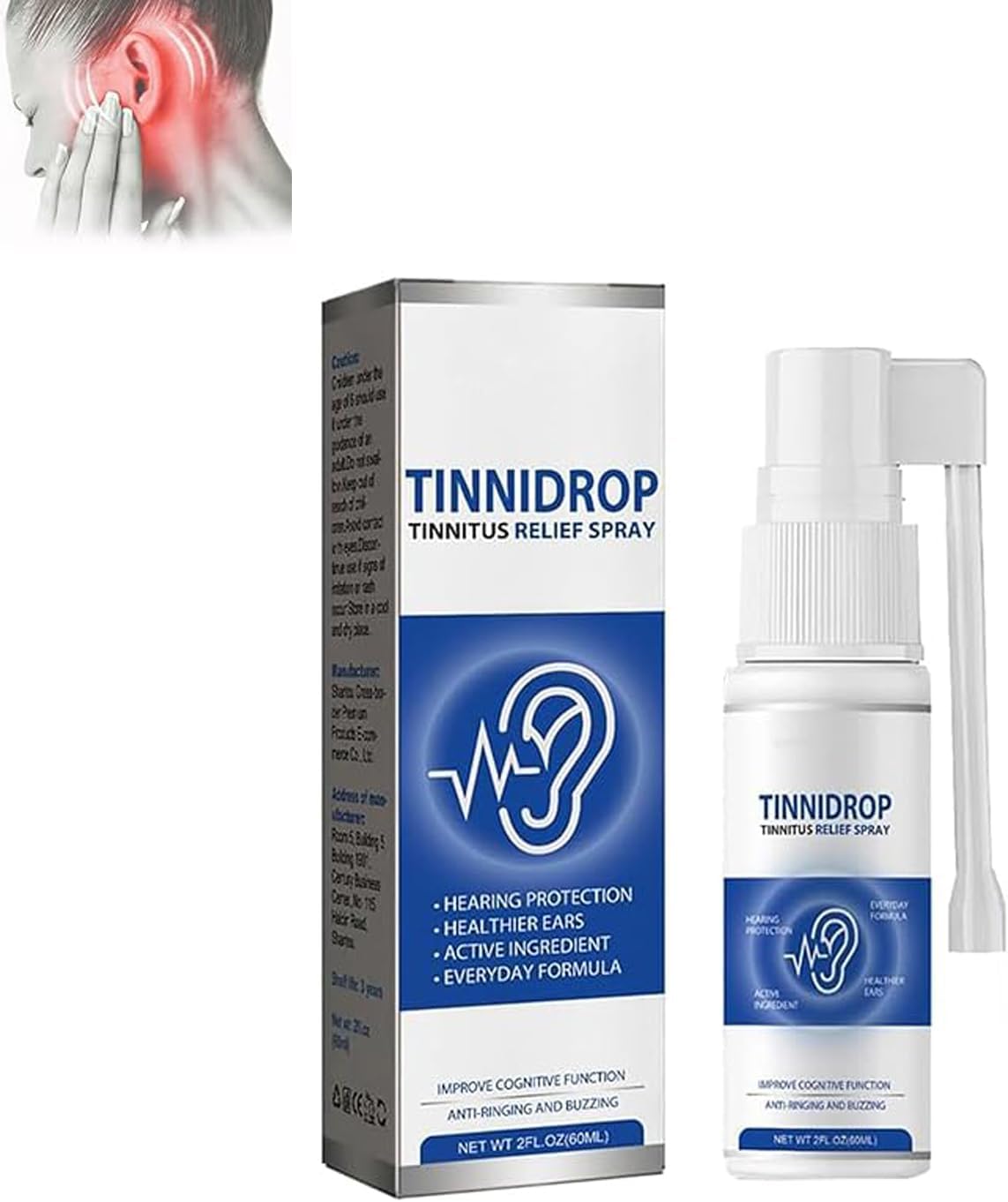Tinnidrop Tinnitus Relief Spray, Tinnitus Relief for Ringing Ears