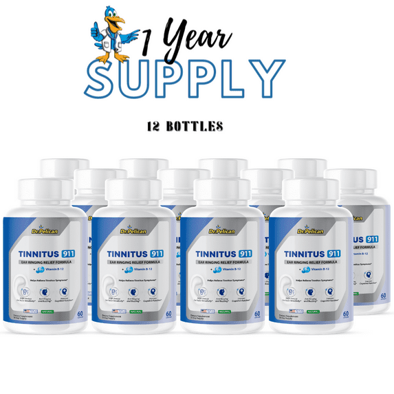 Tinnitus 911- Hearing Support- 12 Bottles- 720 Capsules